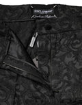 Dolce & Gabbana Black Floral Brocade High Waisted Trouser Pants